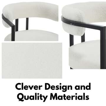 QUINJAY White Sherpa Dining Chairs for Modern Dining