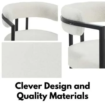 QUINJAY White Sherpa Dining Chairs for Modern Dining