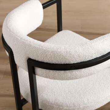 QUINJAY White Sherpa Dining Chairs for Modern Dining