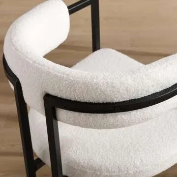 QUINJAY White Sherpa Dining Chairs for Modern Dining