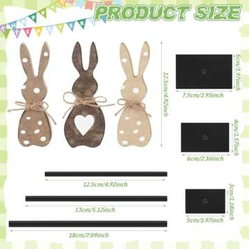 Burbell 3 Pcs Easter Bunny Table Decorations Wooden Bunny Tabletop Decor Rustic Rabbit Tall Standing Sign Block Farmhouse Spring Centerpiece Easter Decor for Home Table Mantel Office Desk(Lovely)