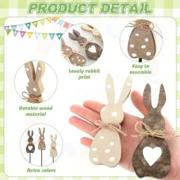 Burbell 3 Pcs Easter Bunny Table Decorations Wooden Bunny Tabletop Decor Rustic Rabbit Tall Standing Sign Block Farmhouse Spring Centerpiece Easter Decor for Home Table Mantel Office Desk(Lovely)