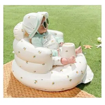 Inflatable Baby Chair, AirSwim Baby Inflatable Seat for Babies 3 Months and Up Summer Inflatable Baby Seat for Sitting Up, Blow Up Baby Floor Seat with Built in Air Pump, Orange