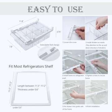 Refrigerator Organizer Bins - Clear Plastic Container Drawer for Egg Vegetable Fruit Snack Drink Food, Home Essentials Organization and Storage for Fridge Kitchen Cabinet Pantry Freezer