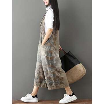 Yeokou Women's Loose Baggy Denim Wide Leg Drop Crotch Jumpsuit Rompers Overalls (One Size, Style 17 ...