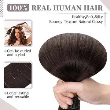 Rich Choices I Tip Hair Extensions Human Hair,100 Strands 0.5g/Strands,100% Real Remy Human Hair Extension Pre Bonded Keratin Stick In Hair Extensions Hair Piece For Women 18 Inch #2 Dark Brown