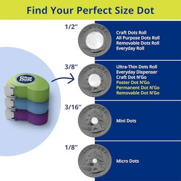 Glue Dots Dot N' Go Glue Dot Dispenser Project Pack with 200 Permanent, Poster, and Removable Double-Sided Adhesive Craft Dots Each, 3/8-Inch