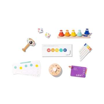 Lovevery | The Music Set | 6 Musical Instruments and Rhythm & Songs Book, Preschool Education and Montessori Early Learning Musical Toy, Ages 18 Months to 4+ Years