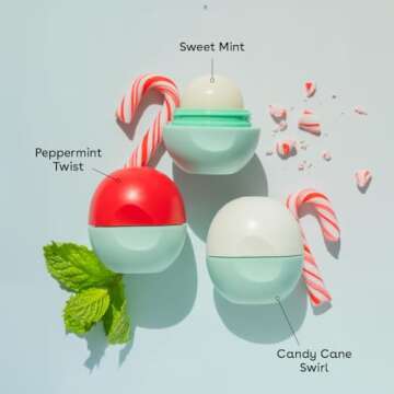eos Holiday Lip Balm Gift Set- Peppermint Twist, Candy Cane Swirl & Sweet Mint, Limited-Edition Skin...