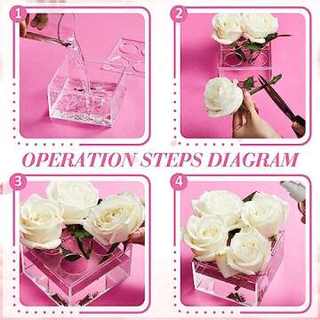 Tanlade 4 Pcs Acrylic Flower Vase Total 17 Inches Long Rectangular Floral Centerpiece for Dining Table Modern Acrylic Flower Box Decorative Clear Rectangle Vase Low Floral Vases for Home Wedding