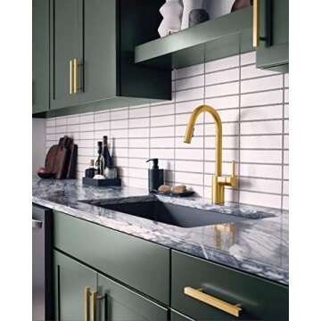 Moen Align Brushed Gold One-Handle Modern Kitchen Pulldown Faucet with Reflex Docking System and Power Clean Spray Technology, 7565BG