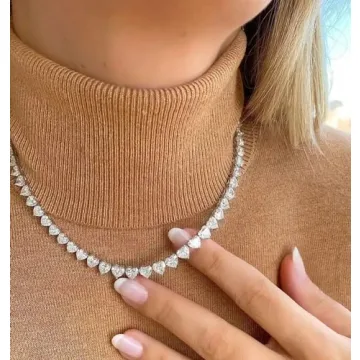 Fesciory Adjustable Silver Rhinestone Tennis Necklace