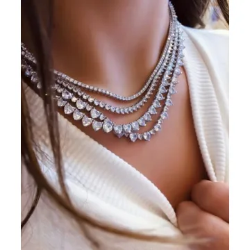 Fesciory Adjustable Silver Rhinestone Tennis Necklace