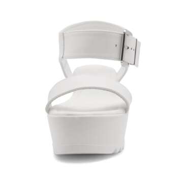 Herstyle Carita Womens Platform Sandals Open Toe Ankle Strap Flatform Wedge Casual Sandal Black Whit...