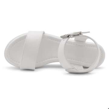 Herstyle Carita Womens Platform Sandals Open Toe Ankle Strap Flatform Wedge Casual Sandal Black White Chunky Platform Sandals Comfortable Lightweight Lug Sole Wedges for Summer, White, Size 6.0
