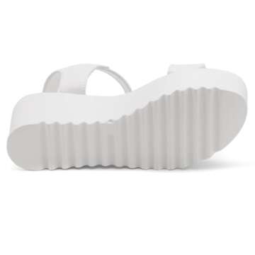 Herstyle Carita Womens Platform Sandals Open Toe Ankle Strap Flatform Wedge Casual Sandal Black White Chunky Platform Sandals Comfortable Lightweight Lug Sole Wedges for Summer, White, Size 6.0