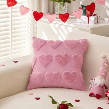 LOMCHEN Valentines Day Throw Pillow Covers 18x18 inch Set of 2 for Valentines Day Decorations Valent...