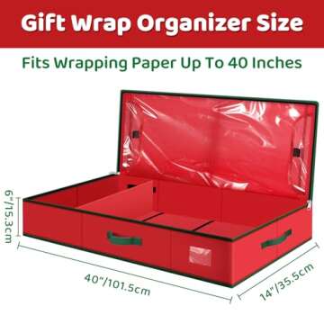 Fabspace Christmas Wrapping Paper Storage Containers, 40 Inch Gift Wrap Organizer, Visible Supplies ...