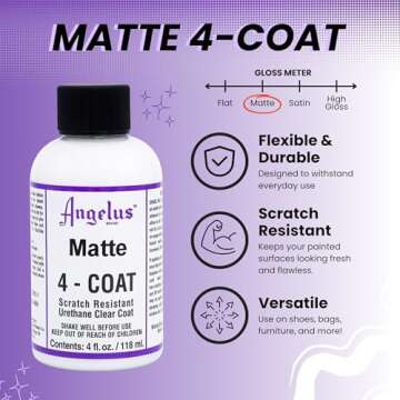 Angelus Matte 4-Coat Scratch-Resistant Leather Sealer – Durable, Flexible, Clear Coat Protection f...
