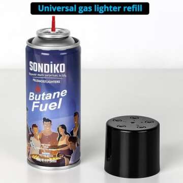 Sondiko Butane Refill, 175 ml, Butane Fuel Refill, Lighter Fluid Refill Canister, Butane Refill for Torch Lighter, Butane Torch, Kitchen Blow Torch(1 Can)