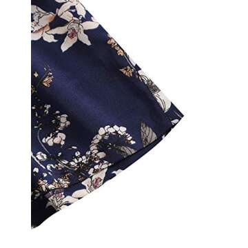 SheIn Women's Floral Twopiece Sleeveless Halter Lace Cami Crop Top and Short Set Dark Blue Flower Small