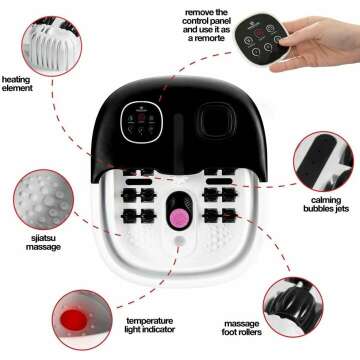 Medical king Foot Spa with Heat and Massage and Jets includes A Remote Control A Pumice Stone Collapsible Foot Spa Massager with Heat and Massage Bubbles and Vibration