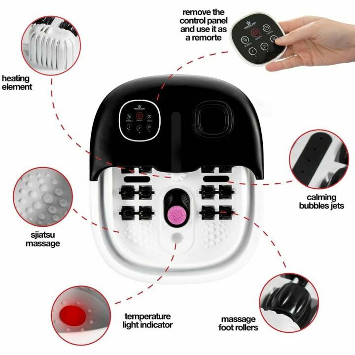 Medical king Foot Spa with Heat and Massage and Jets includes A Remote Control A Pumice Stone Collapsible Foot Spa Massager with Heat and Massage Bubbles and Vibration