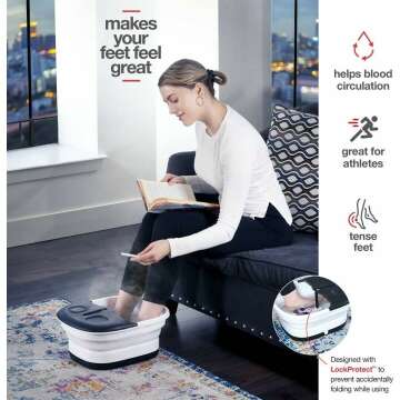 Medical king Foot Spa with Heat and Massage and Jets includes A Remote Control A Pumice Stone Collapsible Foot Spa Massager with Heat and Massage Bubbles and Vibration