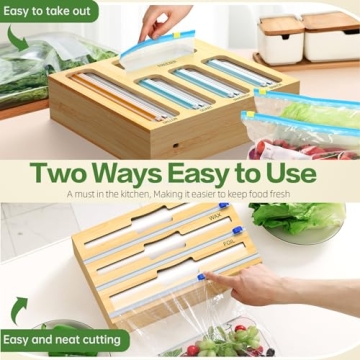 GEYILO 9 IN 1 Foil and Plastic Wrap Organizer with Cutter