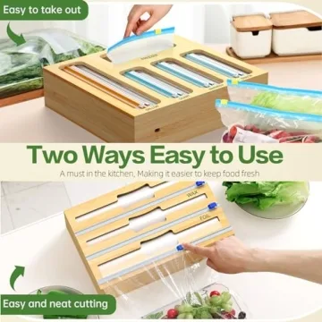 GEYILO 9 IN 1 Foil and Plastic Wrap Organizer with Cutter