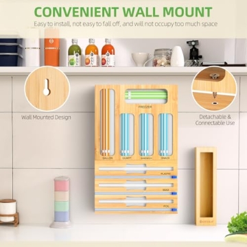 GEYILO 9 IN 1 Foil and Plastic Wrap Organizer with Cutter