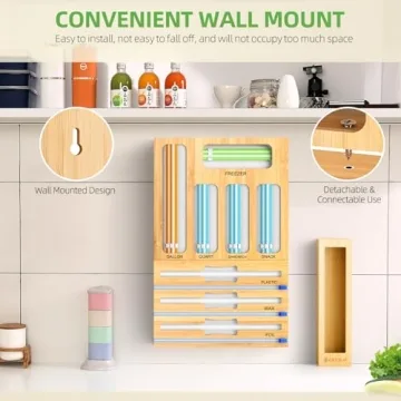 GEYILO 9 IN 1 Foil and Plastic Wrap Organizer with Cutter