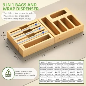 GEYILO 9 IN 1 Foil and Plastic Wrap Organizer with Cutter