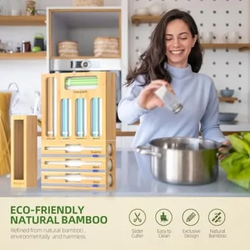 GEYILO 9 IN 1 Foil and Plastic Wrap Organizer with Cutter