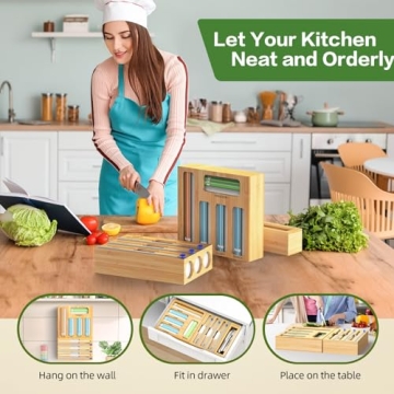 GEYILO 9 IN 1 Foil and Plastic Wrap Organizer with Cutter