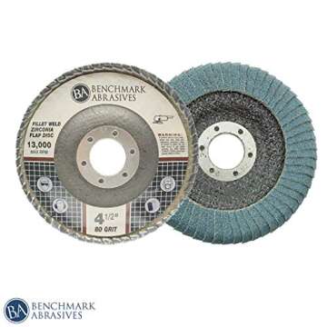 Benchmark Abrasives 4.5 inch Zirconia Curved Fillet Weld Flap Discs, Grinding Wheel for Cleaning Wel...
