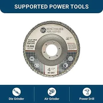 Benchmark Abrasives 4.5 inch Zirconia Curved Fillet Weld Flap Discs, Grinding Wheel for Cleaning Welds, Finishing Deburring of Irregular Surfaces (5 Pack) - 80 Grit