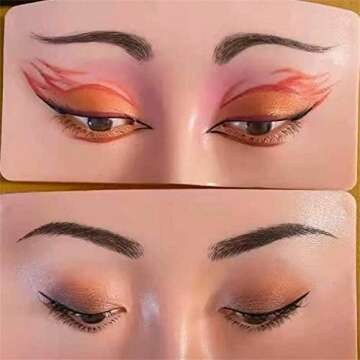 Fglorma The Perfect Aid to Practicing Makeup, Silicone Mannequin Face For Makeup, Face Eyes Makeup Mannequin Silicone False Cosmetologist for Makeup Practice Training