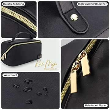 Kat Myhr Large Capacity Travel Cosmetic Bag - Waterproof Travel Makeup Bag Organizer - Cosmetics Organizer Travel Make Up Bag for Women - Cute Makeup Bag for Women - Travel Makeup Organizer Bag