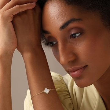 LeCalla Sterling Silver Clover Bracelet 14K Gold-Plated