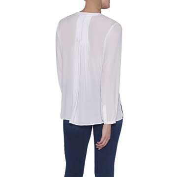 NYDJ Women's Pintuck Blouse 3/4 Sleeve, Optic White, M