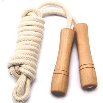 Homello Jump Rope for Kids - Eco-Friendly Wooden Handle with Adjustable Length for Active Kids