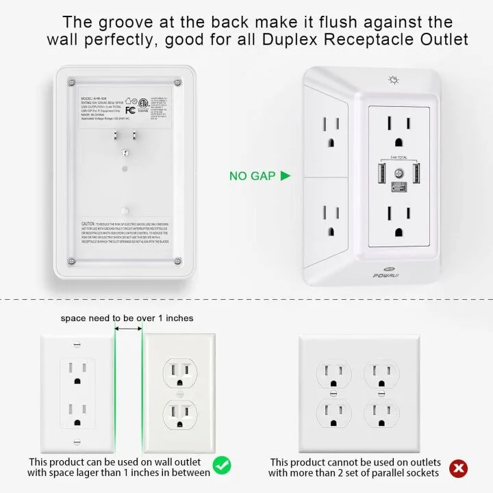 Surge Protector Power Strip with USB Ports – POWRUI