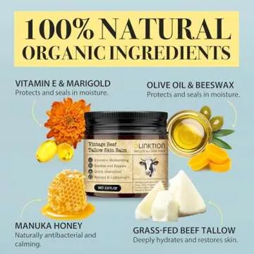 LINKTION Beef Tallow Honey Balm - All Natural Moisturizer