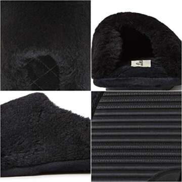 Dearfoams womens Bailey Plush Furry Scuff Slipper, Black, M