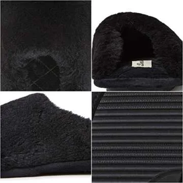 Dearfoams womens Bailey Plush Furry Scuff Slipper, Black, M