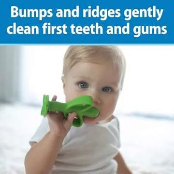 Dr. Brown's Peapod Teether + Training Toothbrush, Help Soothe Baby's Sore Gums, Soft 100% Silicone, BPA Free, 3m+