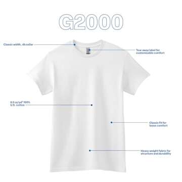 Gildan Adult Ultra Cotton T-Shirt, Style G2000, Multipack, White (2-Pack), Medium