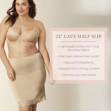 Jones New York womens Silky Touch 23 Anti-cling Knee Length Half Slip, Nude, Small US