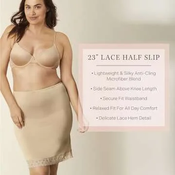 Jones New York womens Silky Touch 23 Anti-cling Knee Length Half Slip, Nude, Small US